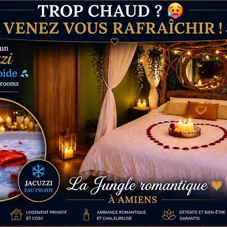 Appartement La Jungle Insolite, Spa, écran Cinéma, Lit à Baldaquin King Size, Day Use, 10 Min Centre Amiens